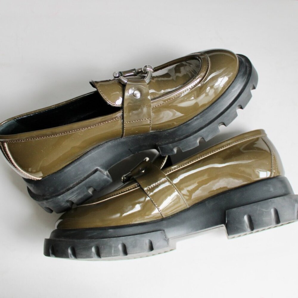 AGL Green Patent Leather Monique Bit Chunky Platform Loafers Size 41 EU / 11 US - Picture 8 of 10